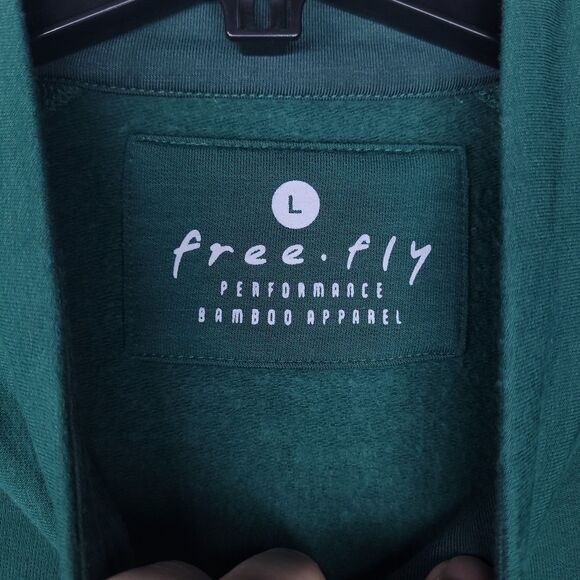 Free Fly Fleece Sweater Mens Large Green 1/4 Zip Pullover Bamboo Performance - Picture 10 of 11